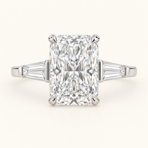 The Bellamy Elongated radiant-cut natural diamond ring in white gold, front view