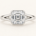 The Celestine Asscher-cut natural diamond ring in white gold, front view