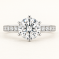 The Delphine Round brilliant-cut natural diamond ring in white gold, front view