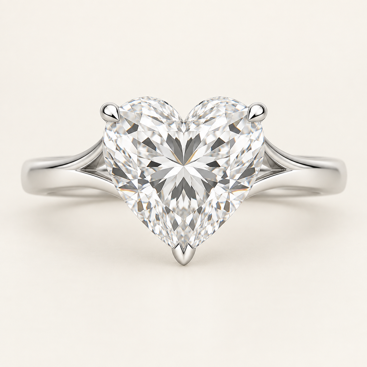 The Marais Heart-cut natural diamond ring in white gold, front view
