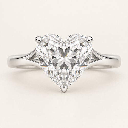 The Marais Heart-cut natural diamond ring in white gold, front view